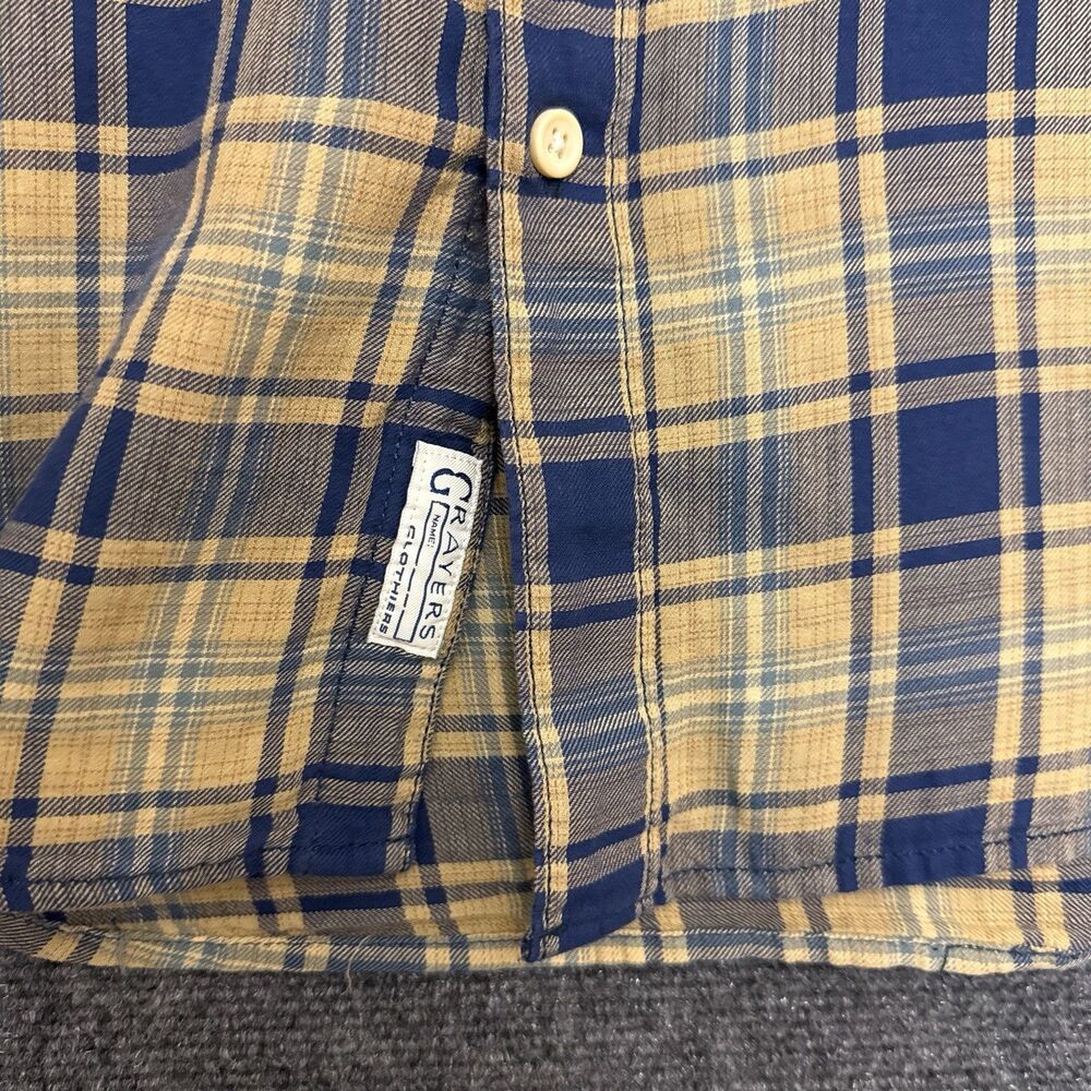 Grayers Button Down Shirt Mens XL Yellow Blue Plaid Short Sleeve lightweight - Picture 4 of 6